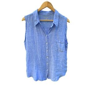 Lilly Pulitzer Sleeveless Blue Button-Up Top size XL linen